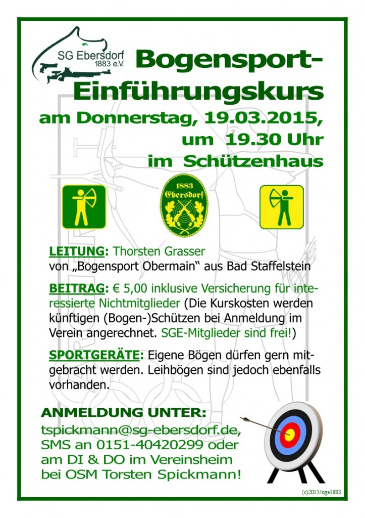 Bogensport-Einführungskurs am 19. März im Schützenhaus